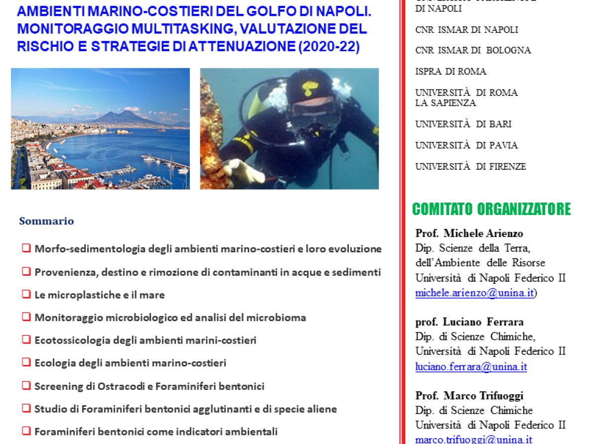 Ambienti marino-costieri del Golfo di Napoli. Monitoraggio multitasking, valutazione del rischio e strategie di attenuazione (2020-22)