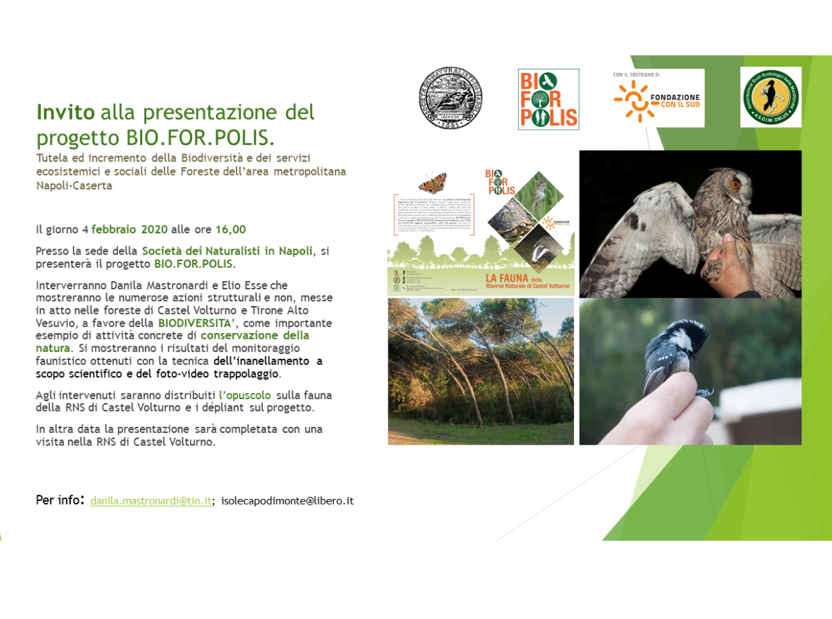 Invito alla presentazione del progetto BIO.FOR.POLIS.